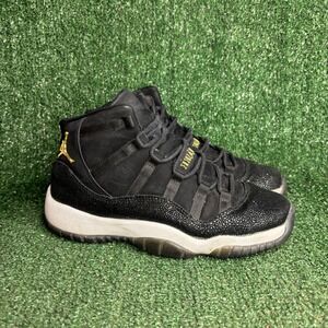 Jordan 11 Retro Heiress Stingray Gold Athletic Sneaker Black Womens Size 6.5(5Y)